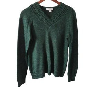 Christopher & Banks Green V- Neck Holiday Sweater M
